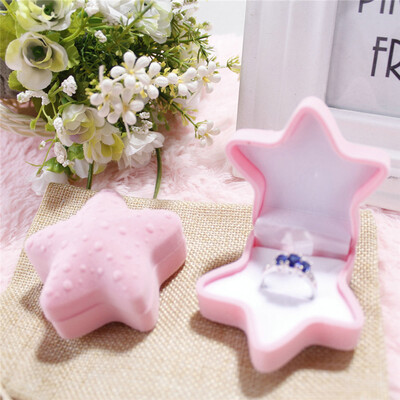 

〖Follure〗Ring Necklace Earring Box Velvet Gift Display Starfish Jewellery Box Pink