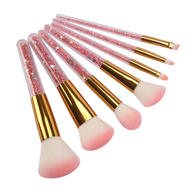 

Purple Crystal 7pcs Makeup Brush Set Diamond Handle With Brushes Powder Eyebrow Lip Makeup Tools