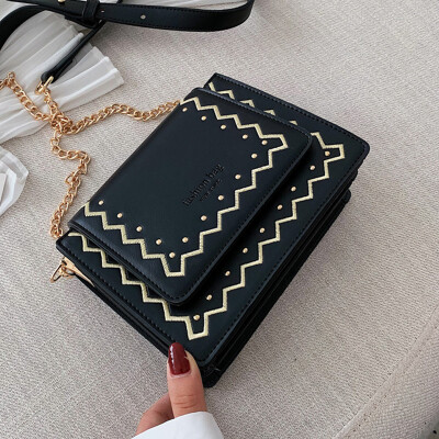 

Hit color womens bag new 2019 small fresh slant bag Korean version 100 lap fashion single shoulder chain small square bag