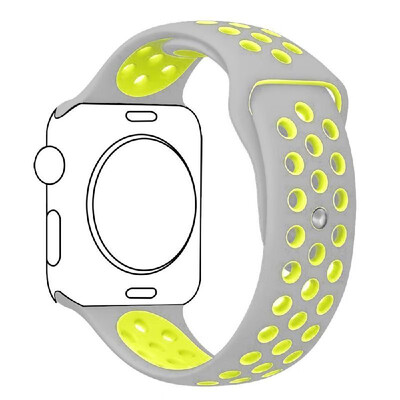 

Band for iWatch 38mm&42mm Breathable Silicone Replacement Sport Strap Bracelet for iWatch All Series YellowGrey