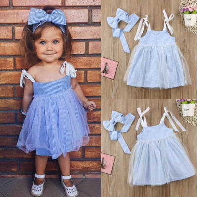 

US Toddler Kids Baby Girl Lace Tulle Dress Sundress One-Piece Cotton Summer 2PCS