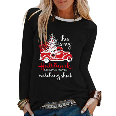 

Tailored Women Casual Letter Print Full Sleeve O Neck Pullover Loose Street Blouse