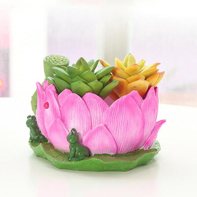 

Greensen Resin Garden Landscape Outdoor Decoration Lotus Flower Pot Decoration Resin Fleshy Flower Pot