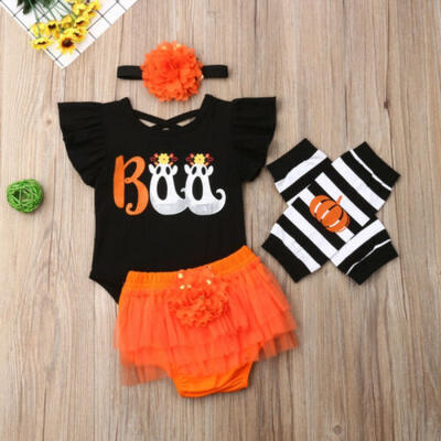 

US Halloween Newborn Baby Girls TopsShorts DressHeadbandLeg Warmers Clothes