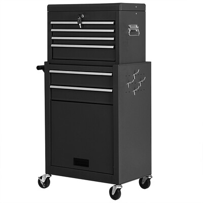 

Rolling Cabinet Storage Chest Box Garage Toolbox-Black
