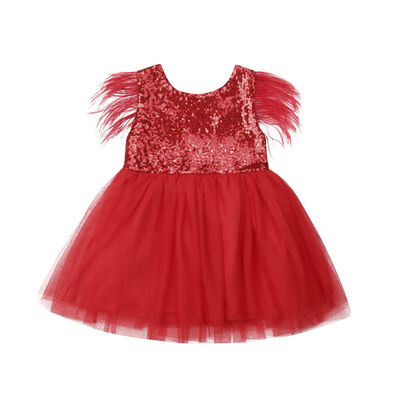 

SUNSIOM Toddler Baby Girls Sequins Dress Feather Sleeve Princess Party Dress Tutu