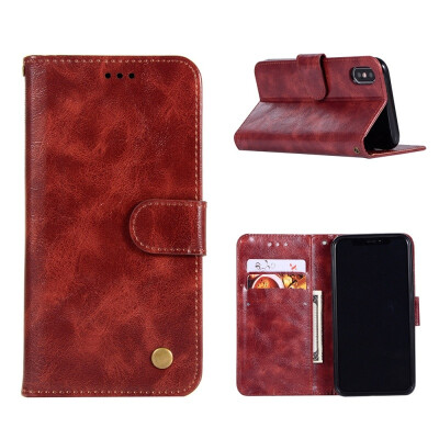 

MOONCASE Apple iPhone  Max Premium Vintage Leather Case - Wine Red