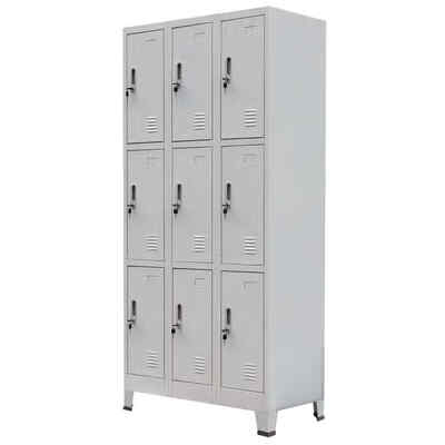 

Locker Cabinet with 9 Compartments Steel 354"x177"x709" Gray