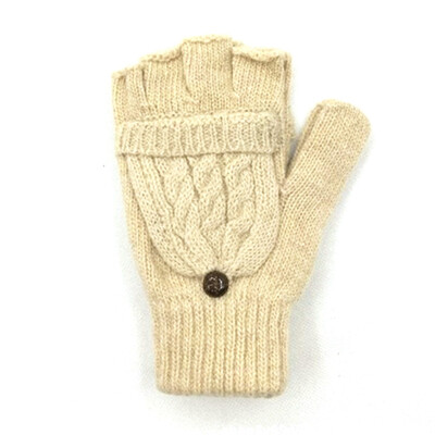 

Winter Braided Knitted Half Finger Flip Fingerless Convertible Mittens Gloves
