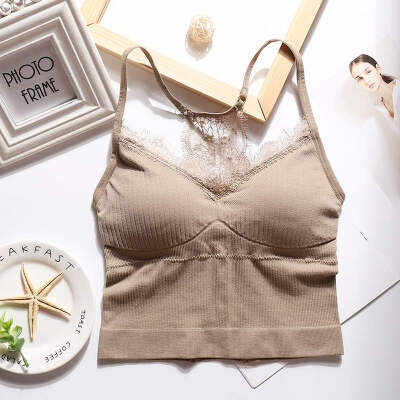

Summer Tank Top Women Sexy Lace Camisole Beauty Back Seamless Padded Top