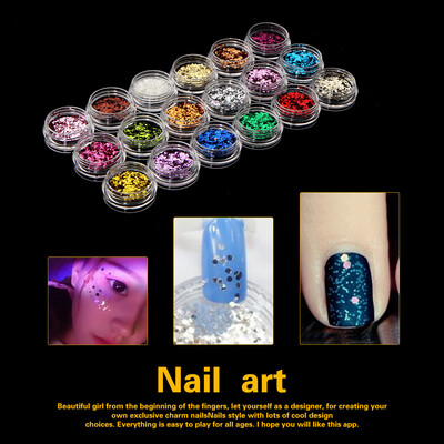 

Toponeto 18 Colors Nail Art Sequins UV Gel Shiny Round Stickers Decoration Tips
