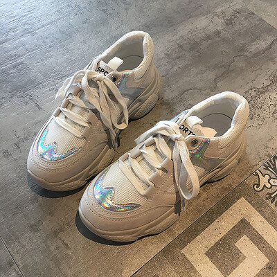 

Breathable Daddy Shoes Female ins Chaozhou Autumn-style Korean Reflective Sports Shoes Coloured Harajuku Wind Thick-soled Runnin