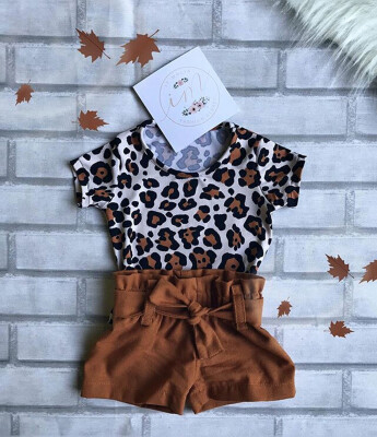 

2pcs Toddler Kids Baby Girl Summer Clothes Leopard Print Tops Short Pants Outfit