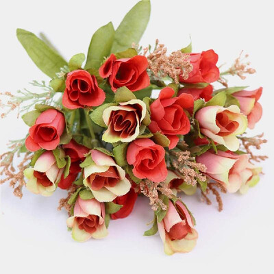

20 Heads 1Pc Artificial Rose Flower Bouquet Home Decor Wedding Mini Rose Silk Flower Romantic Wedding Party Supplies