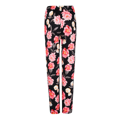 

Tailored Fashion Women Mid-Waist Floral Print Elastic Waist Long Loose Straight Pants