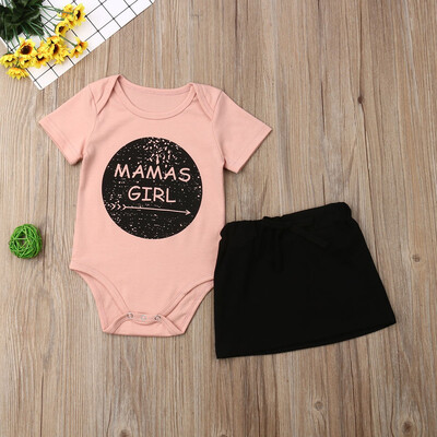 

US Stock Baby Mamas Boy Girl Romper BodysuitShort Skirts Matching Outfits Set