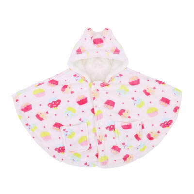 

Infants Hooded Baby Cloak Cartoon Soft Velvet Batwing Sleeve Outerwear