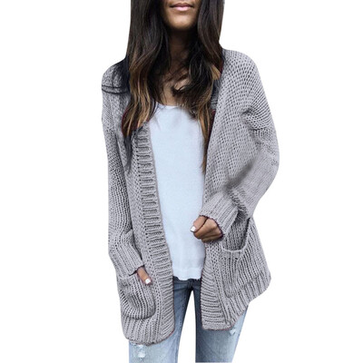 

Toponeto Women Calsual Long Sleeve Solid Sweater Cardigan Coat With Pockets