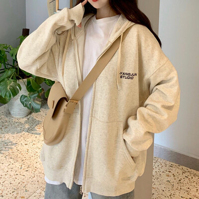 

Toponeto Womens Letter Long Sleeve Hooded Sweatshirt Zipper Pullover Tops Blouse