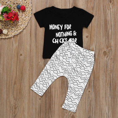 

Infant Kids Baby Boy Girl Short Sleeve Letter T-shirtPants Outfits Clothes Set