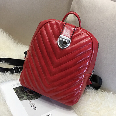 

Double shoulder bag female Yinglun Feng College pu fashion Hong Kong style backpack embroidered line students schoolbag tide