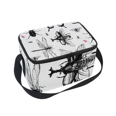 

ALAZA Lunch Box Insulated Insect Pattern Lunch Bag Large Cooler Tote Bagfor Men Women