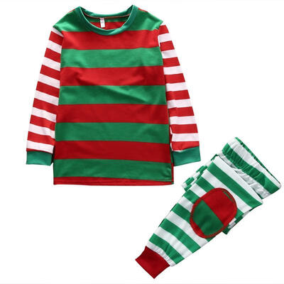 

Xmas Kids Family Christmas Pajamas Sleepwear Nightwear Striped Pyjamas SET