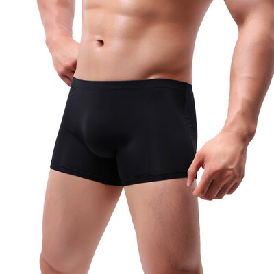 

Tailored Mens Sexy Underpants Pure Color Breathable Patchwork Ice-silk Underwear