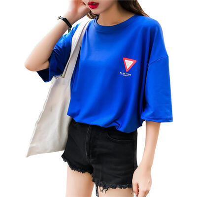 

Women Loose Hip-Hop Long T-shirt Girls Street Letters Print Summer Tops