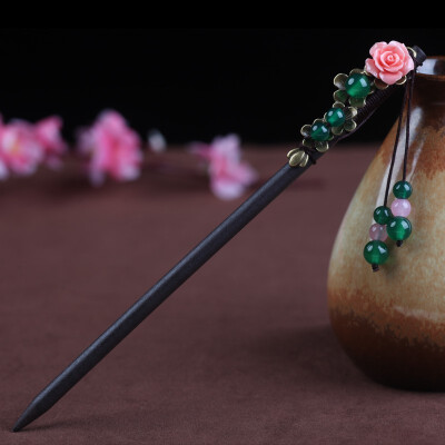 

Chinese agate hairpin fashion wooden dice popular hair accessories step shaking headwear retro accessories plate hair accessories