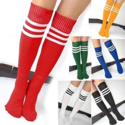 

Striped Knee High Football Socks Soccer Hockey Sport Long Tube Stocking