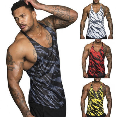 

Men Gym Camo Single Tank Top Tee Shirt Stringer Bodybuilding Muscle Fitness Vest