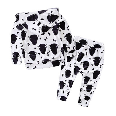 

1Set Newborn Infant Baby Boy Girl Buffalo Print Hoodie TopsPants Outfit Clothes