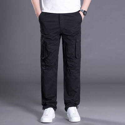 

Gobestart Mens Summer New Style Outdoor Multi-Pocket Overalls Straight Sports Pants