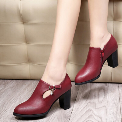 

Rose New Fashion Women Solide Zipper Square Heel Pointed Toe Party Shoes Boots