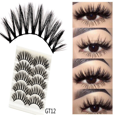 

Gobestart 3D Imitation Water Mane Stereo Fiber False Eyelashes Long Thick Eyelashes 5Pairs