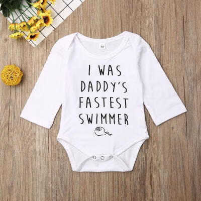 

Cute Newborn Clothes Baby Boy Girl Tadpole Printed Bodysuits Long Sleeve Pure Cotton Romper White 0-18 Months