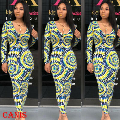 

Women Autumn Boho Long Sleeve Bodycon V Neck Off Shouleder Slim Long Maxi Dress
