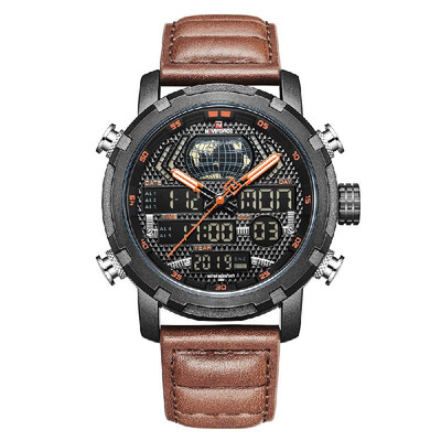

NAVIFORCE 9160 Man Quartz Watch Dual Time Display Day Month Year Dials Waterproof Night Mode Function Male Wristwatch