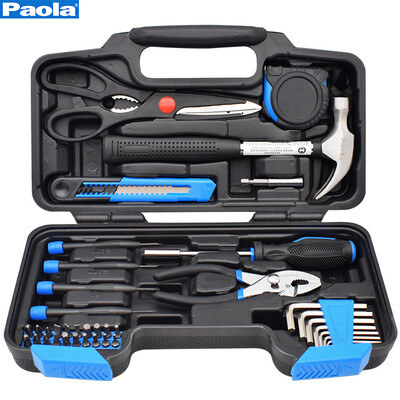 

Paola 39 piece set toolbox high quality household hammer pliers hex screwdriver set property electrician repair set 8031
