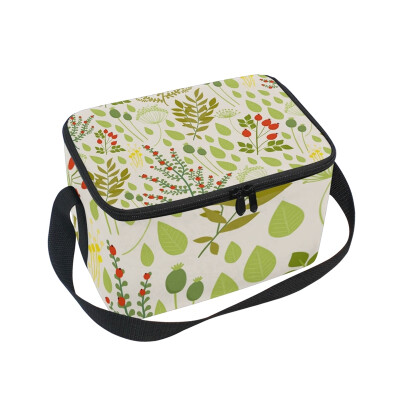 

ALAZA Lunch Box Insulated Lunch Bag Large Cooler Green Leaves Tote Bag