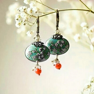 

Plum Blossom Flower Vintage Hook Earrings Drop Dangle Wedding Party Jewelry Gift