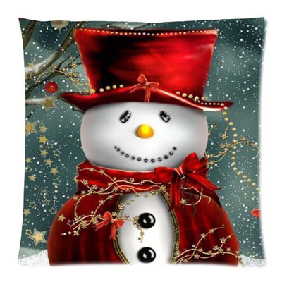 

Siaonvr Merry Christmas Pillow Cases Cotton Linen Sofa Cushion Cover Home Decor