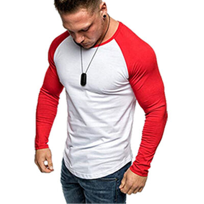 

Mens Gym T shirt Longline Long Sleeve Slim Muscle Fit Long Sleeve Casual Top New