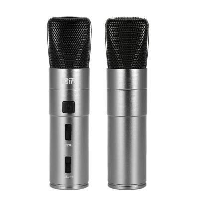 

K104 Mini Karaoke Player Condenser Microphone with Mic KTV Singing Record for Smart Phones Computer Car Grey