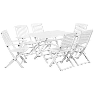 

7 Piece Outdoor Dining Set Solid Acacia Wood White