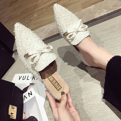 

Plain heel slippers women wearing a summer version of the butterfly machine flow Sumuler shoes small fresh beach semi - slippers