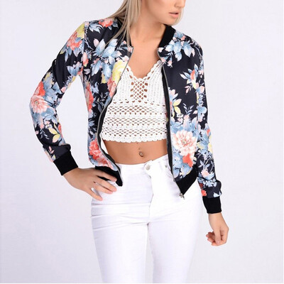 

Womens Vintage Floral Zipper Baseball Jacket Casual Coat Ethnic Style Outwear