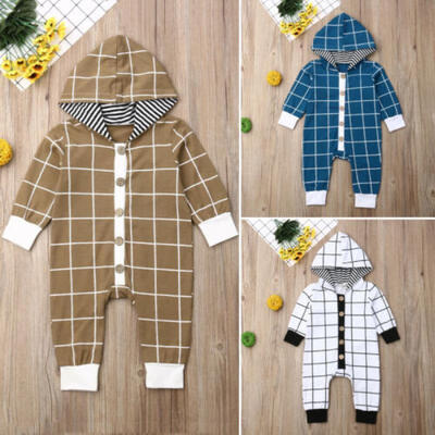 

CA Newborn Baby Boy Clothes Long Sleeve Hooded Romper Jumpsuit Bodysuit Outfits