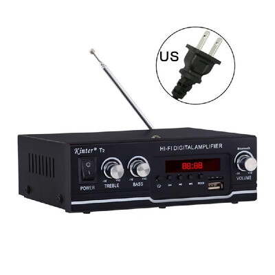 

T2 Digital Audio Player BT Power Amplifier Audio 30W with USB Input FM Radio Control Subwoofer for Home&Car